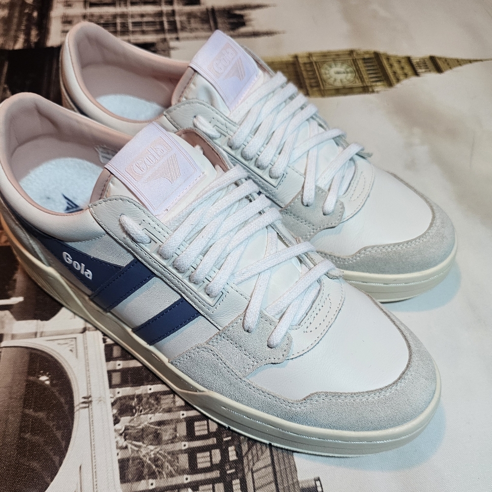 Gola challenge 84 lather sneaker color Ivory/blue women's size 11 no box